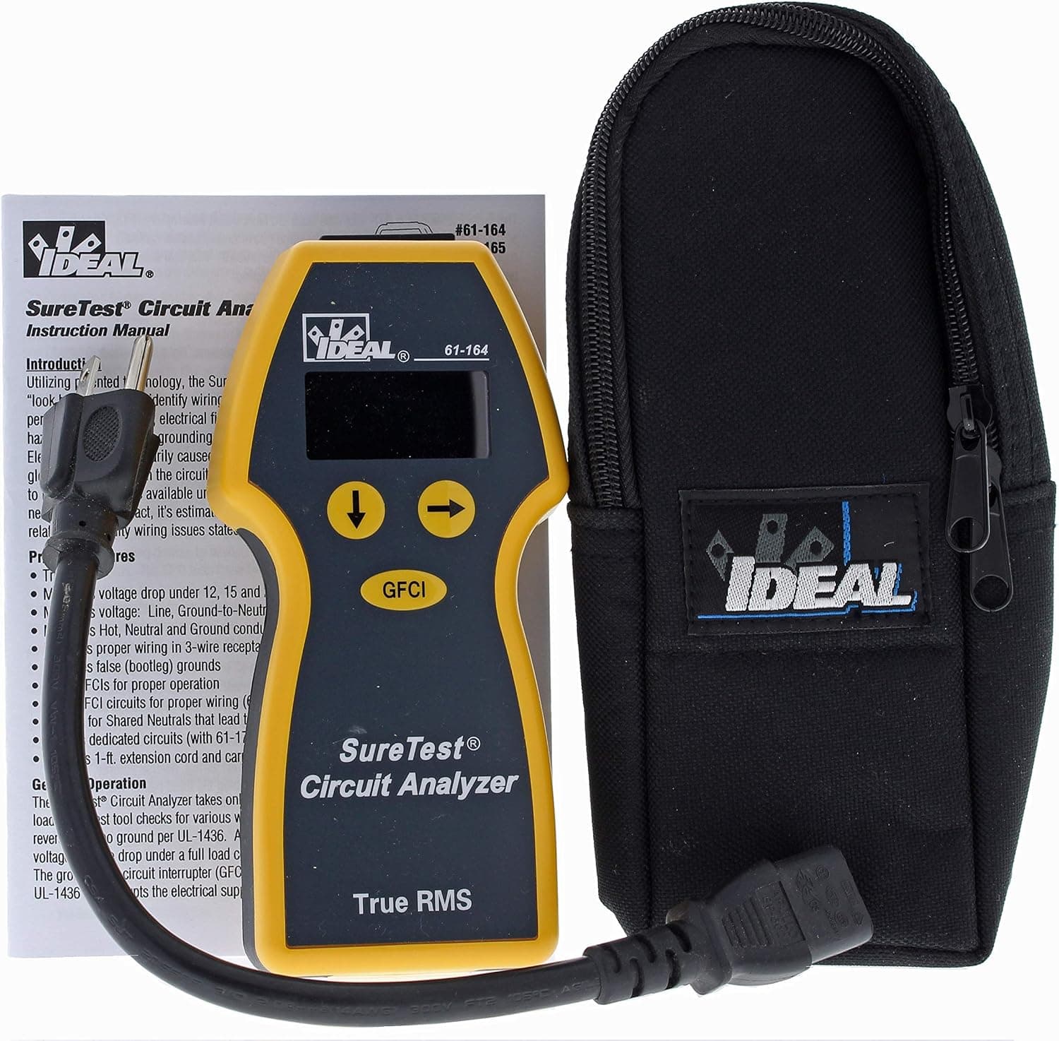 IDEAL INDUSTRIES INC. 61-164 SureTest Circuit Analyzer, CATIII 300V AC,Yellow