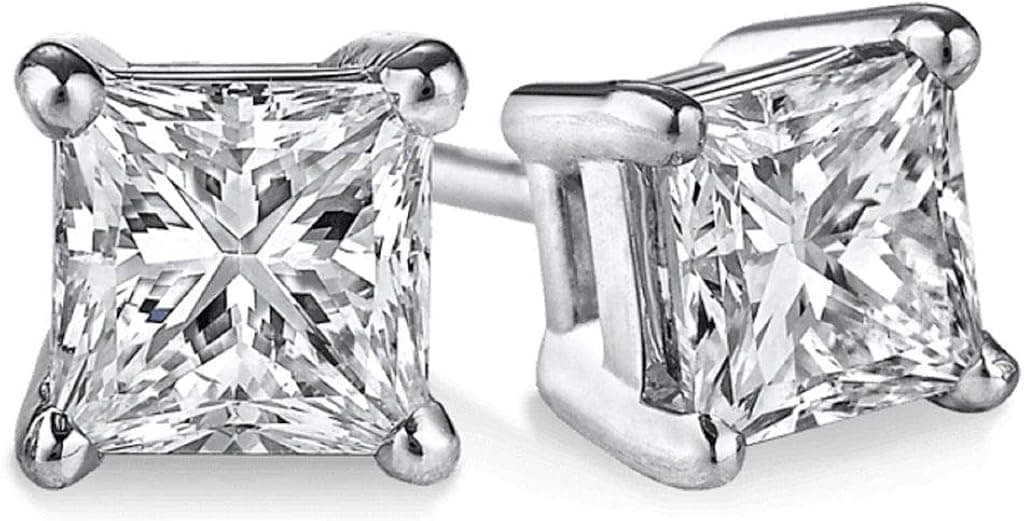 PARIKHS (IGI Certified 0.70ct & up) Princess cut Diamond stud 14K from 0.04ct to 2.00ct Clarity-I3