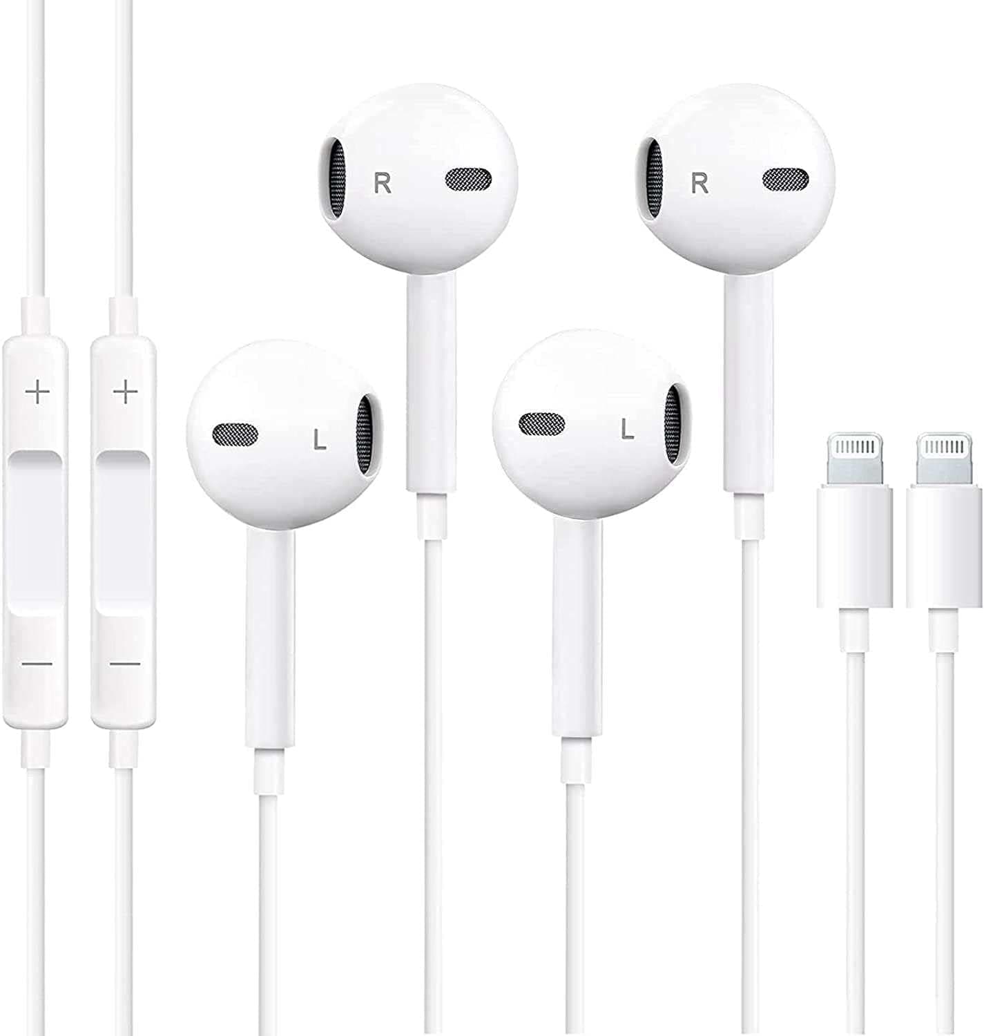 Apple Earbuds, 2 Pack iPhone Wired Earphones Stereo Sound with Built-in Microphone Support Volume Control, Music and Calling, Compatible with iPhone 14/13/12/11//X/Xs/XR/se/8/7 iPad and More