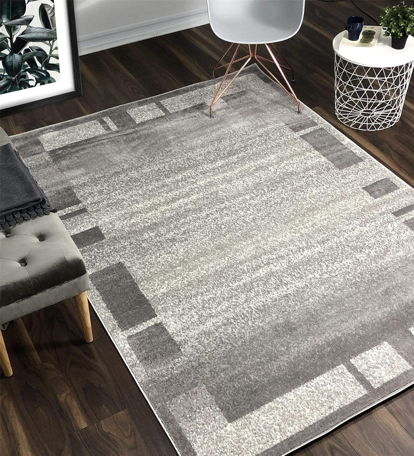 A2Z Rug Modern Contemporary Gray Palma 9958 Area Rugs 3'9"x5'6" ft Modern Living Room Dinning Room and Bedroom Flooring Rug