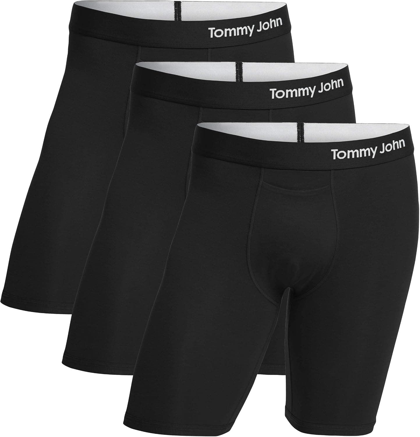 Tommy John Men’s Underwear –Cool Cotton Boxer Briefs with Contour Pouch-Longer 8" Inseam– Comfortable Fabric
