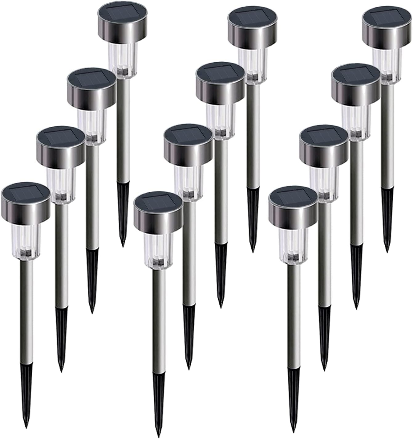 ABCCANOPY 12 Pack Outdoor Solar Lights, Waterproof Landscape Solar Garden Lights for Pathway Walkway Driveway Patio Yard Lawn (Warm White)