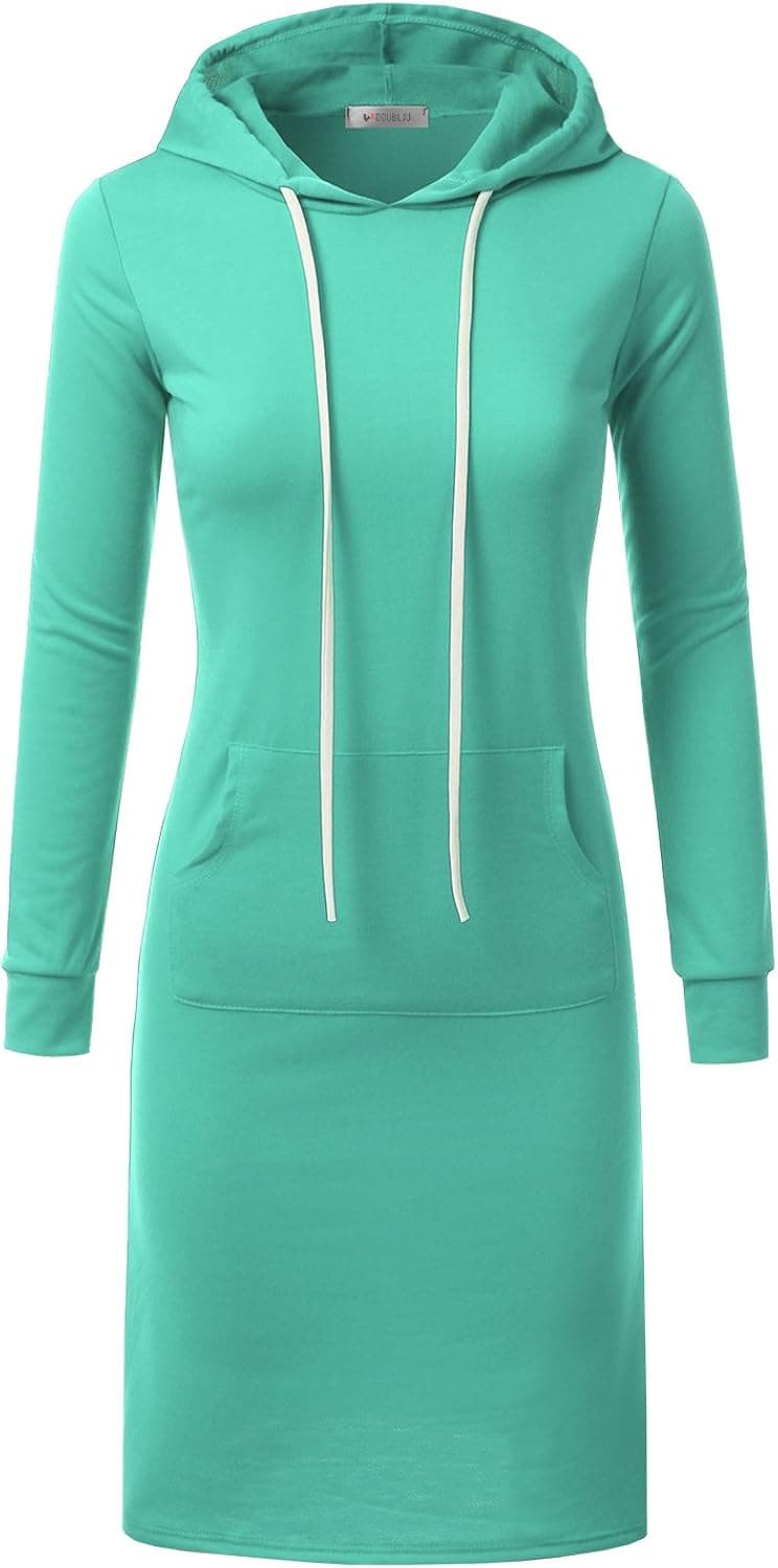 Doublju Hoodie Midi Dress for Women with Plus Size SEAFORM 3XL