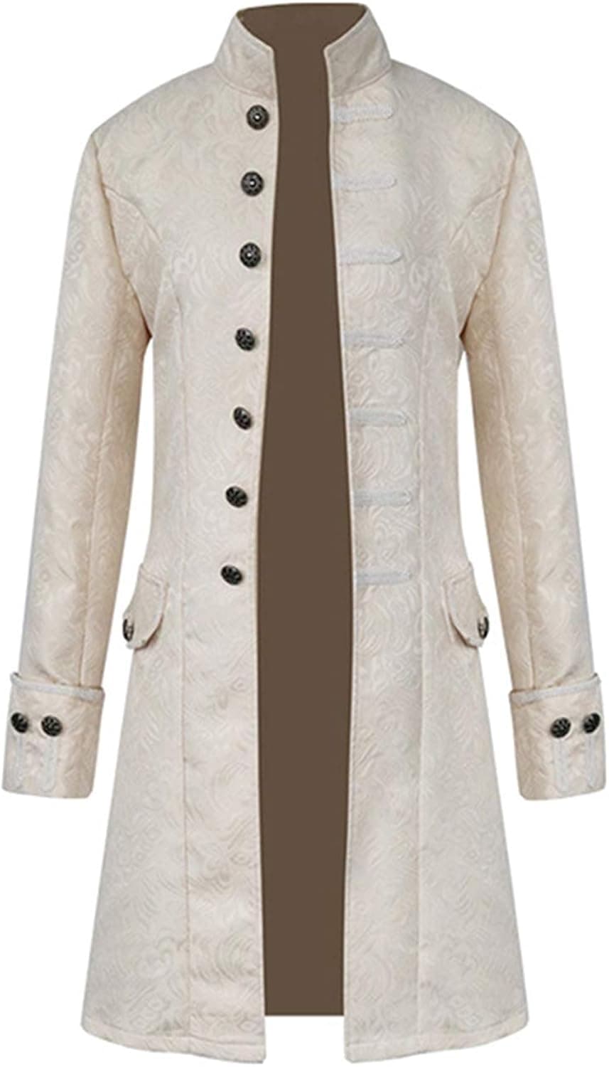 Mens Vintage Tailcoat Jacket Goth Long Steampunk Formal Gothic Victorian Frock Coat Costume for Halloween