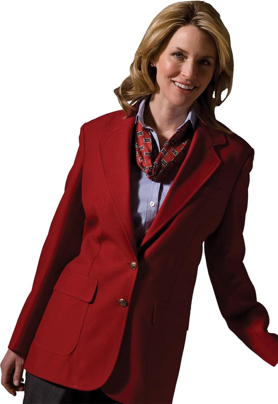 Edwards Garment Women's Two Button Single Breasted Blazer, Red, 14 T