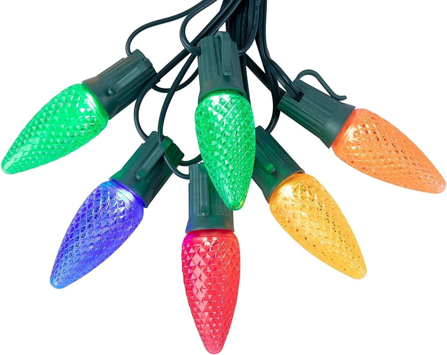 25 Feet C9 LED Christmas Lights String Commercial Used with 25 Replaceable Bright Strawberry Bulbs Dimmable, Rectified & Waterproof, for Outdoor Roofline Trees Bushes Christmas Decoration Multicolor