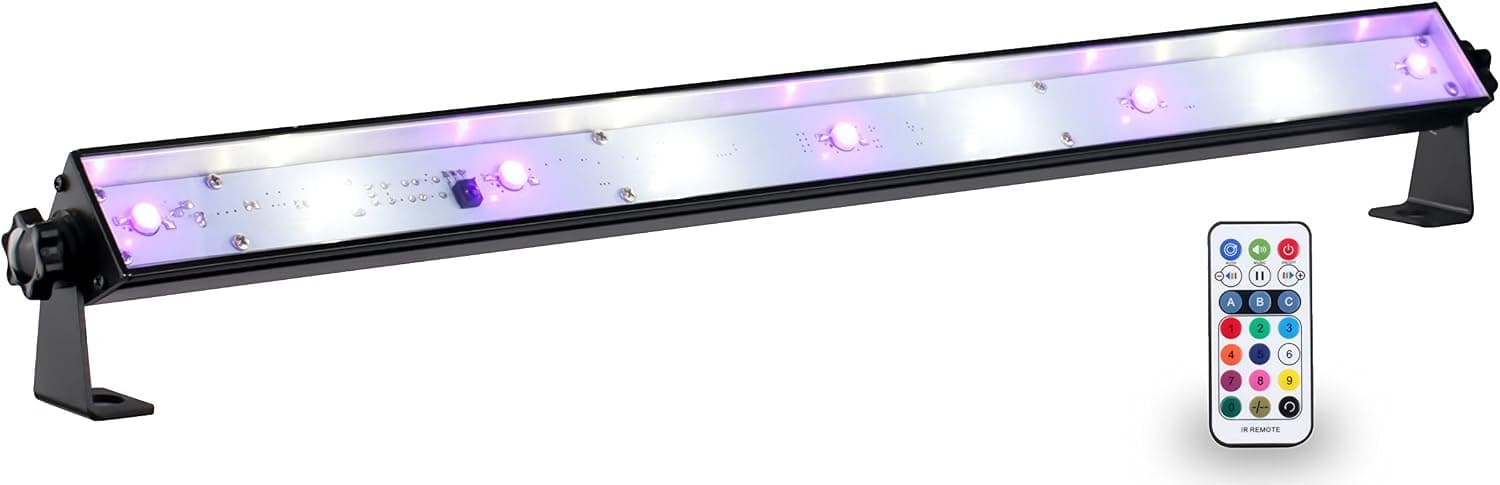 DragonX UV Light LED Halloween Lights Decor – Energy Efficient Combo White Strobe Light Bar w/UV Ultraviolet Blacklight – UV Halloween Black Light Bar w/Remote Control for DJ Lights, Halloween Party