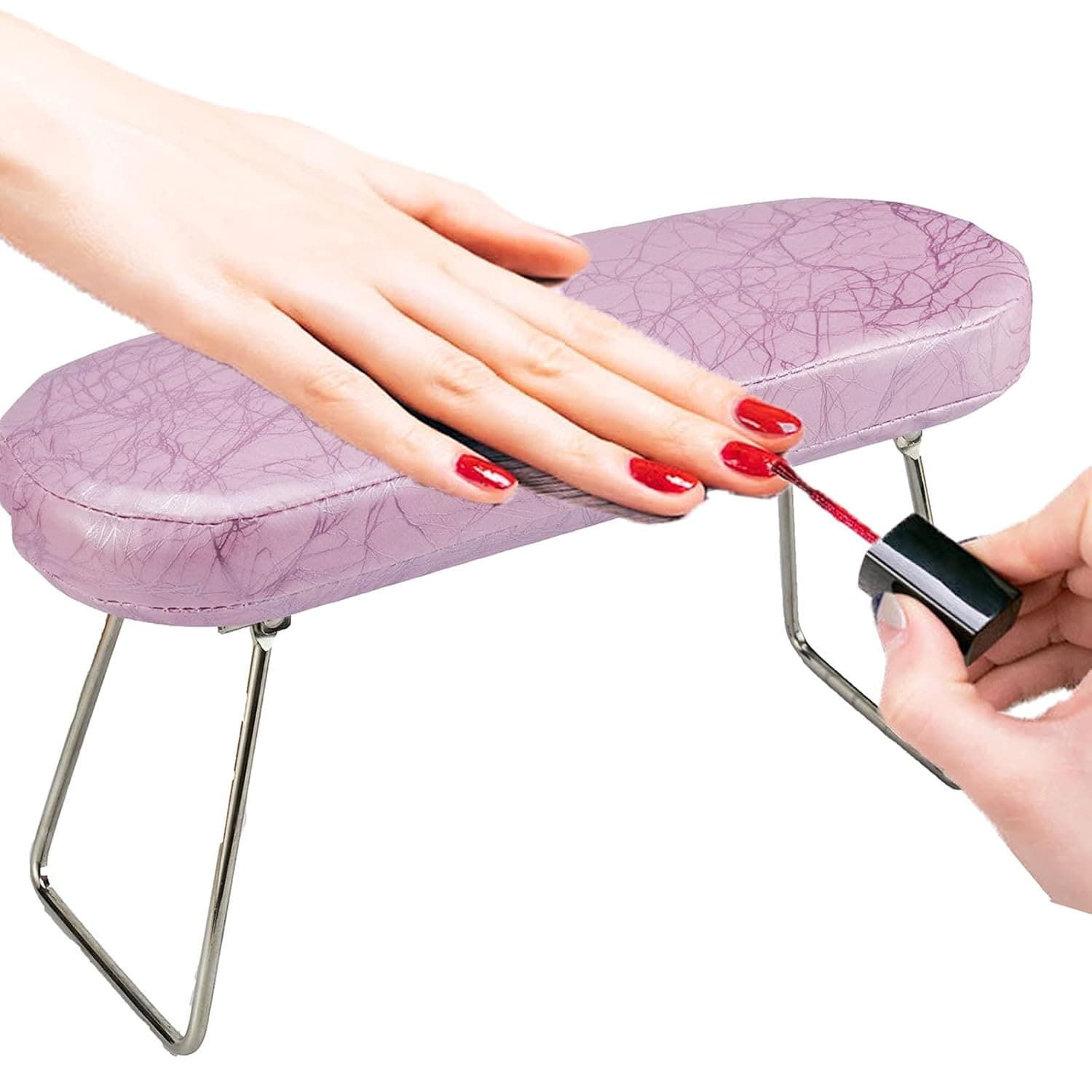 WOHEN Nail Arm Rest Nail Manicure Hand Pillow,Microfiber Leather Nail Arm Rest Cushion Stand Holder,Foldable Hand Pillow Cushion Table Desk Station For Nail (Pink)