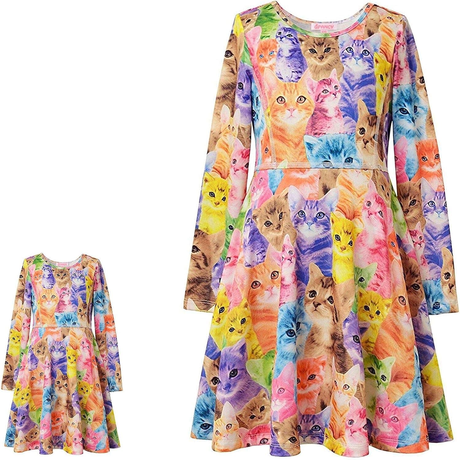 QPANCY Matching Doll&Girls Dresses Long Sleeve Unicorn Outfits Cotton Clothes