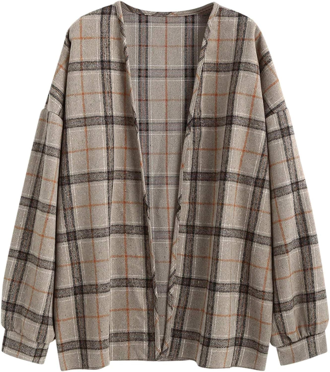 SERYU Fashion Women Coat Long Sleeve Plaid Shirt Thin Jacket Cardigan Shirt Top Khaki