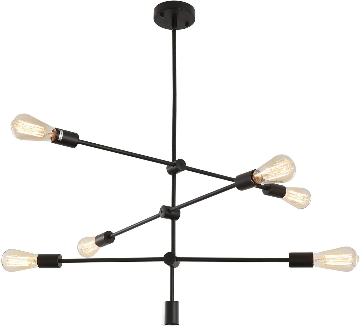 Luupyia Modern Sputnik Chandelier Lighting, 6 Lights Black Sputnik Light Fixture Dining Room Pendant Light Fixtures Over Table Contemporary Chandelier Lighting