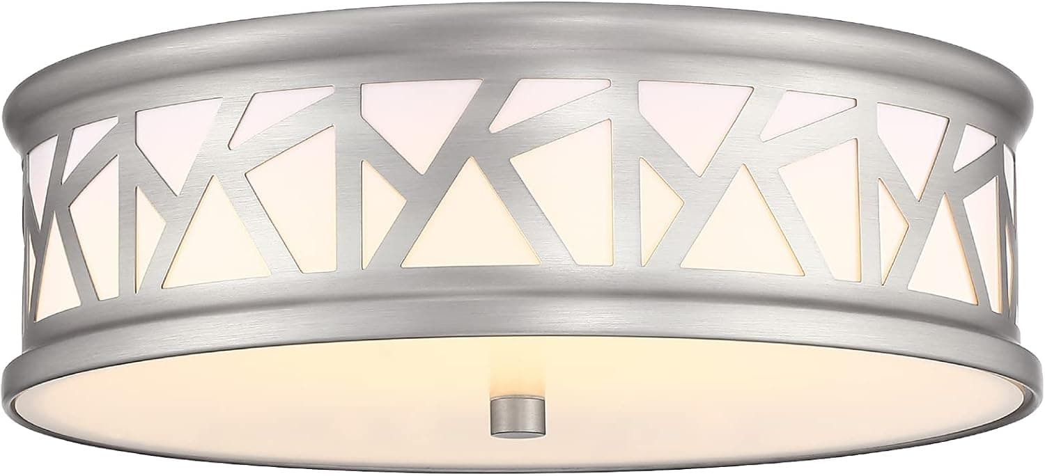 Aikiry LED Ceiling Light, 16W Modern Light Fixtures Ceiling Mount Dimmable 3000-5000K, CRI>90, 12 Inch Brushed Nickel Round Bird's Nest Shaped Flush Mount Ceiling Lamp for Bedroom, Kitchen, Laundry