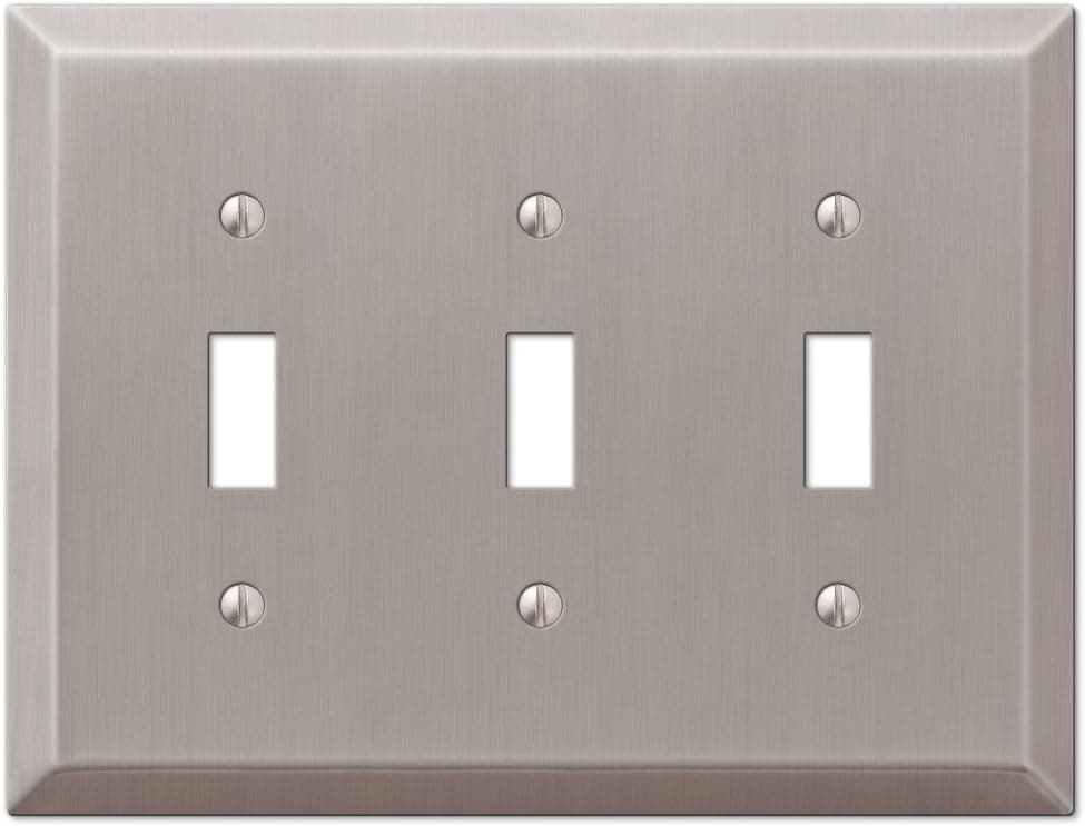 AMERELLE 163TTTBN Century Triple Toggle Steel Wallplate in Brushed Nickel