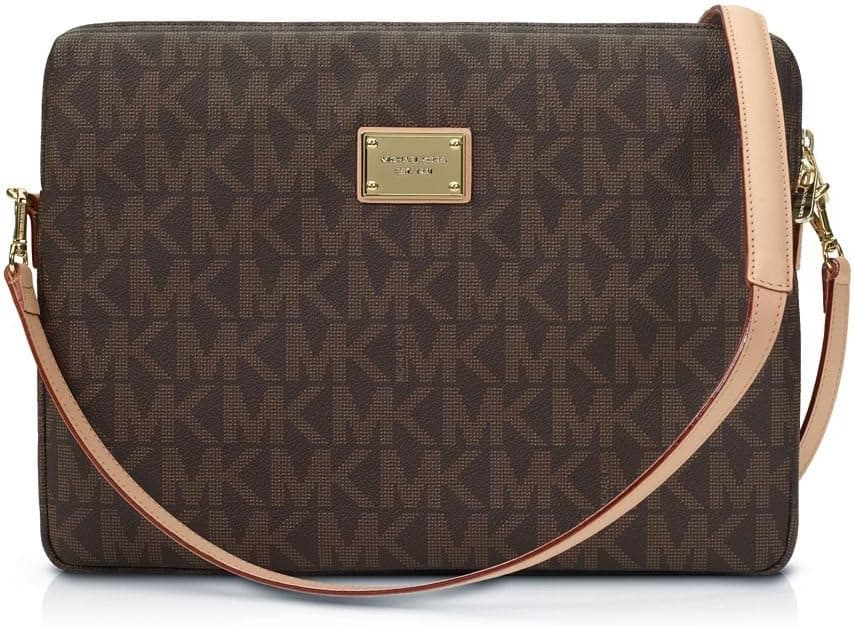 Michael Kors MacBook Pro 13 Inch Notebook Compatible Computer Laptop Slim Sleeve Case Cover Bag with Shoulder Strap Mk Monogram New with Tag