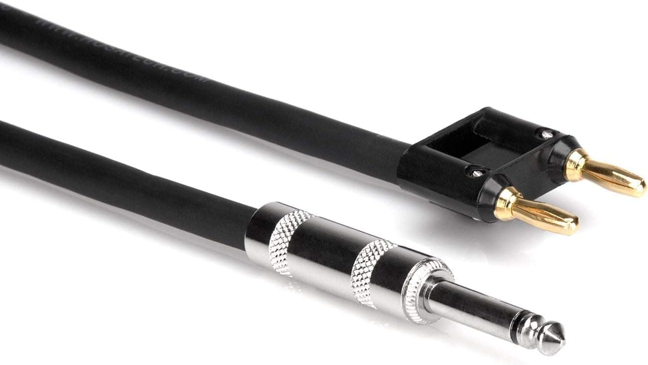 Hosa 15' Foot 1/4" TS To Banana 16 Gauge Speaker Cable Wire