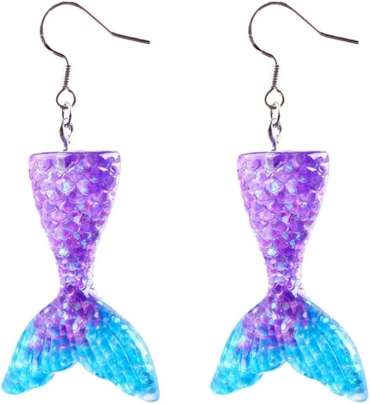 Elegant Earrings, Hoshell Mermaid Earrings Creativity Resin Alloy Fish Scale Dangle Earring Eardrop Ear Stud Jewelry Gift (❀ A)