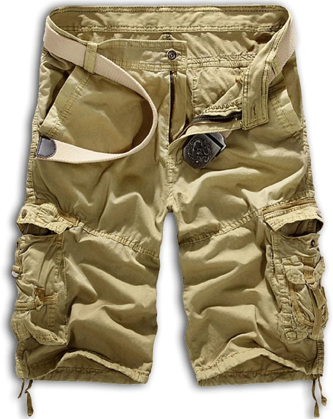 XueYin Men's Cargo Shorts Military-Style Casual Wear, Khaki, US: 34 size(Label 36)