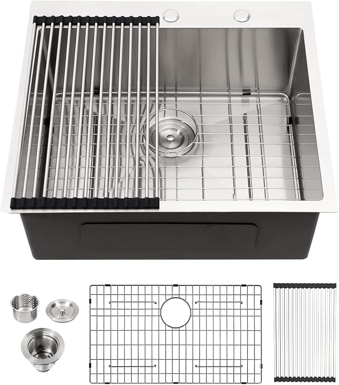 25 Laundry Sink Stainless Steel - Lordear 25" x 22" Drop In Kitchen Sink Single Bowl 16-Gauge Stainless Steel Topmount Utility Laundry Rom Sink Kitchen Bar Sink