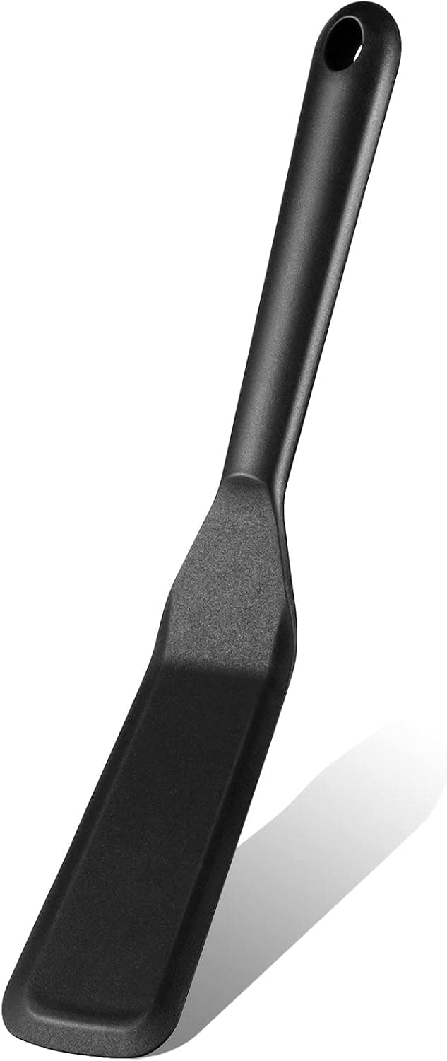 Silicone Thin Spatula Omelet Spatula Turner Long Crepe Spatula Heat Resistant Cooking Spatula Non Stick Pancake Spatula for Cooking Egg Burgers Pizza Pancake Steak Omelet Crepes (1, Black)