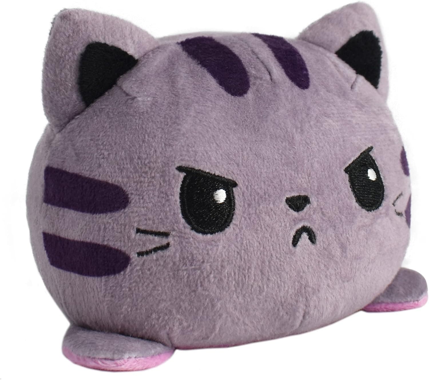 TeeTurtle - The Original Reversible Cat Plushie - Rainbow Kittencorn + Gray Tabby - Cute Sensory Fidget Stuffed Animals That Show Your Mood