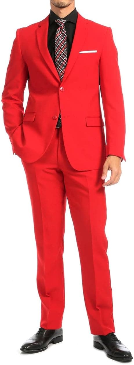 Paul Lorenzo Men's Slim Fit 2 Piece Suit Multicolor