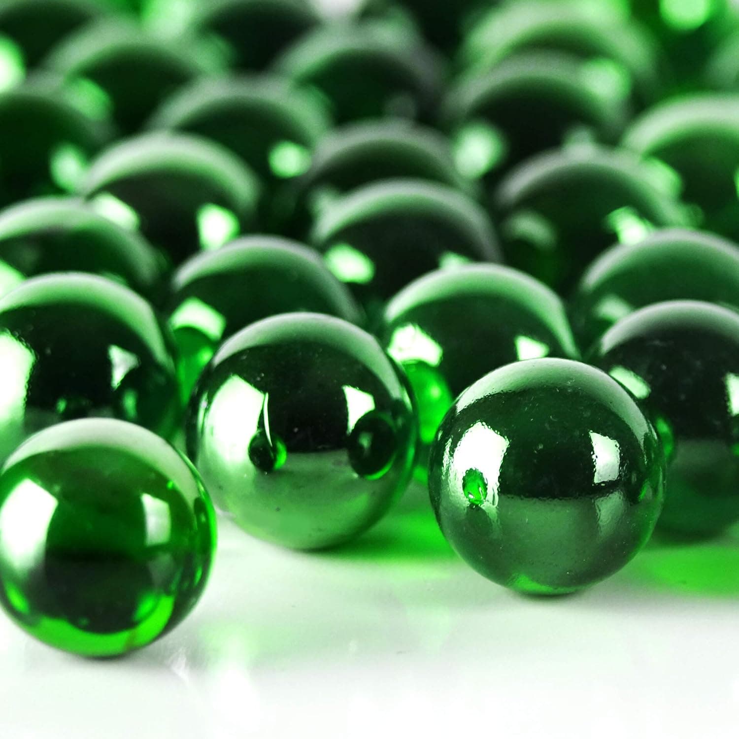 CYS EXCEL X-Large 1" Green Glass Marble Gemstone Vase Fillers (1 LB) | Multiple Color Choices Glass Marble Beads | Decorative Mosaic Gem Pebbles | Aquarium Rocks Floral Supplies (Approx. 18-25 PCS)