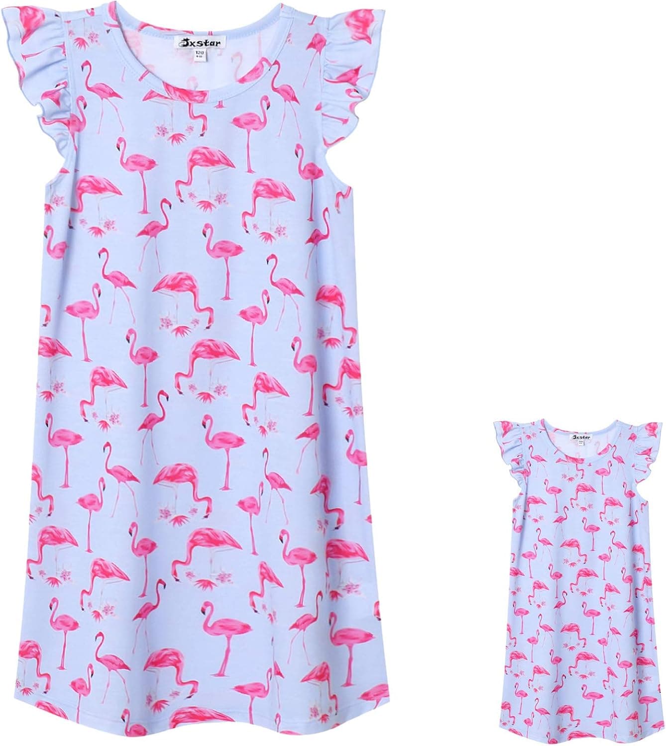 Matching American Girls&Dolls Nightgowns Flamingo Sleepwear Pajamas 18" Doll Dress,Size 6 7