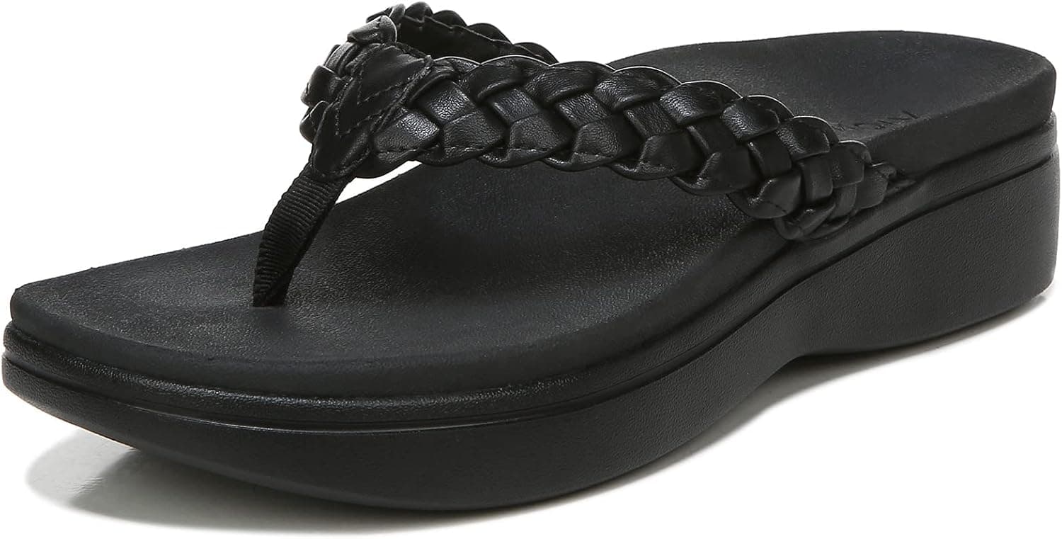 Vionic Women's Sunrise Kenji Toe Post Platform Sandal- Supportive Flip Flop Wedge Sandals That Includes an Orthotic Insole and Cushioned Outsole for Arch Support, Medium and Wide Fit, Sizes 5-11