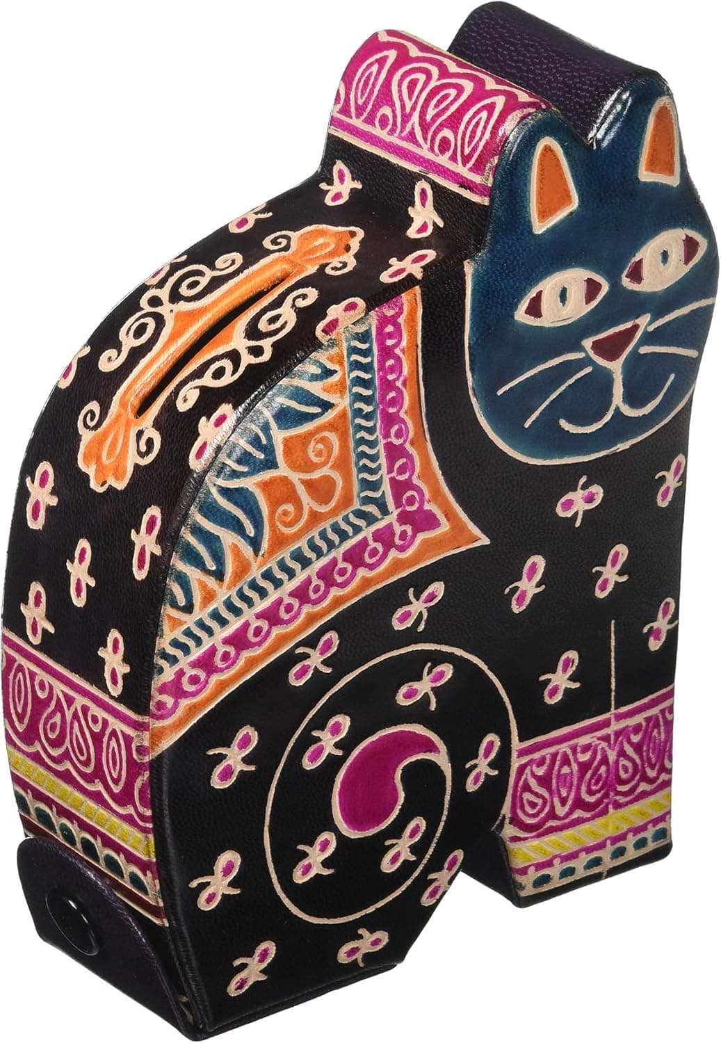 Sitara Collections SC10907 Colorful Soft Embossed Leather Cat Coin Bank