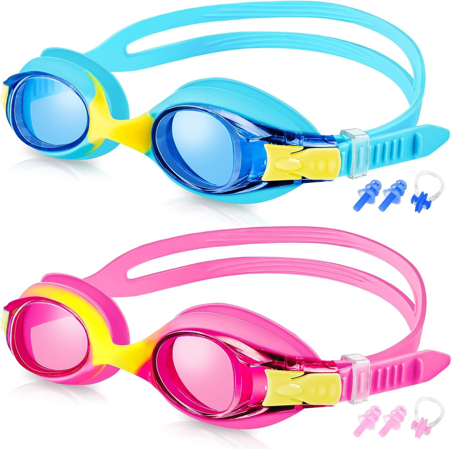 XDX Kids Swim Goggles, 4/2 Pack Kids Goggles With UV Protection, Anti Fog Swimming Goggles for Boys Girls Teens 4-14