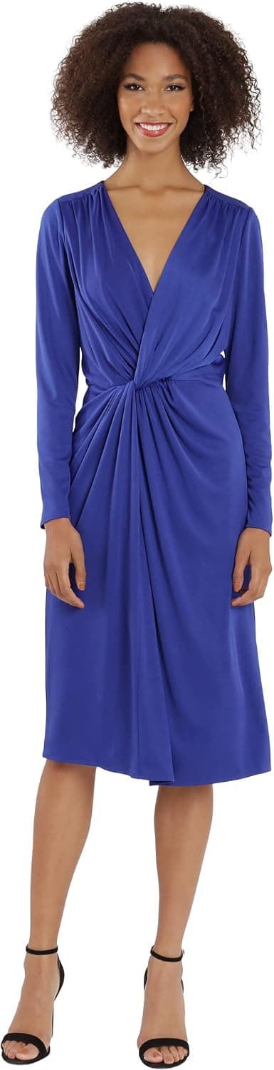 Maggy London Women's V-Neck Front Twist Dress