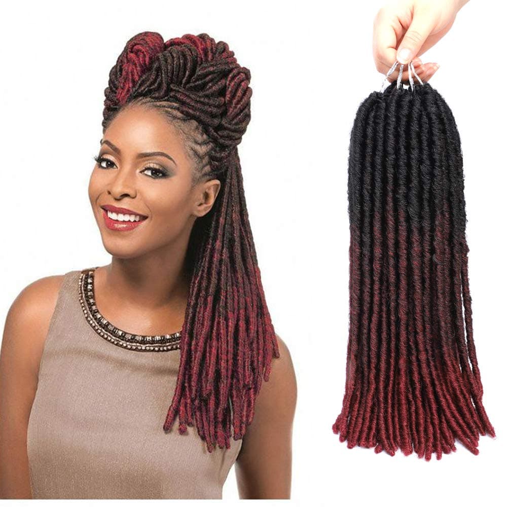 MOBOK 14inch 6packs Straight Fauxs Locs Crochet Hair Ombre Soft Fauxloc Havana Pre-Looped Gypsy Fauxs Locs Crochet Hair(14" (6-Packs), OT99J530)