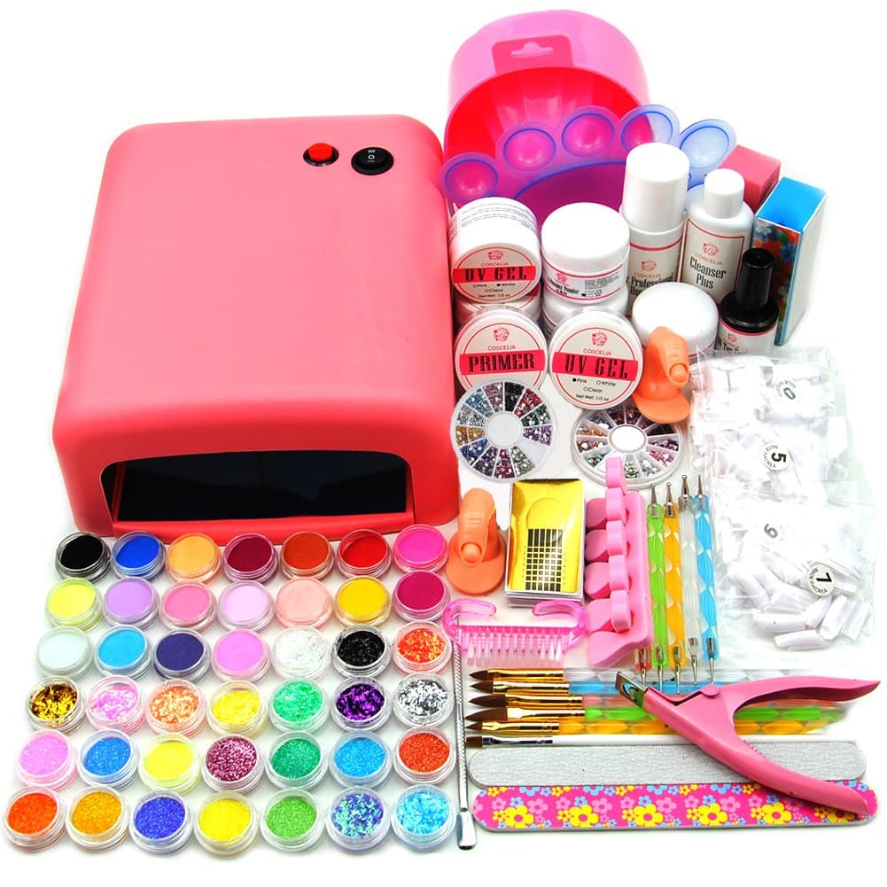 ReNext Pro 36w Uv Gel Lamp Dryer Nail Art Acrylic Powder French Tips Salon Kit (Pink)