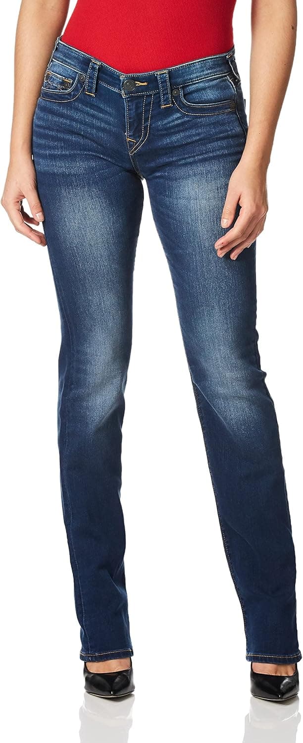 True Religion Women's Billie Mid Rise Straight Leg Rinse Jean