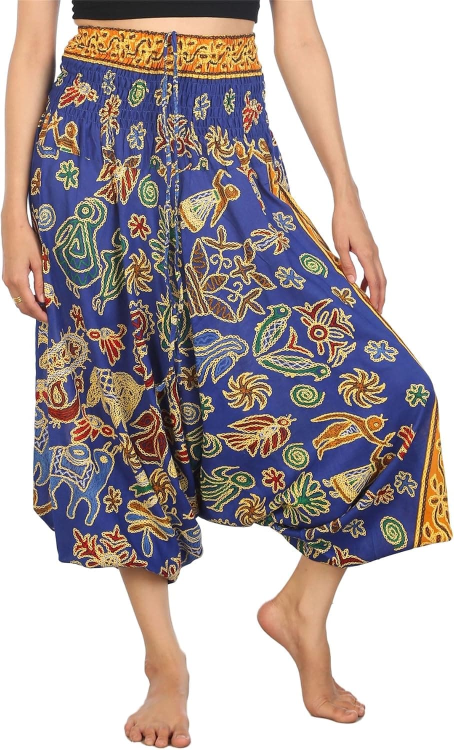 LOFBAZ Yoga Harem Pants for Women Elephant Boho Hippie Bohemian Beach Jumpsuit