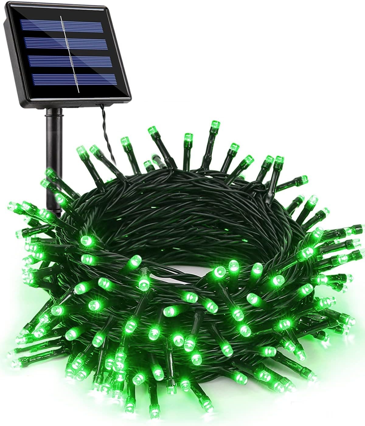 Flacchi Solar Outdoor String Lights 72 ft 200 LED Green Patrick's Day Lights, Auto ON/Off Waterproof Solar Patrick's Day Decorations Lights for Patio, Fence, Balcony, Party Decor