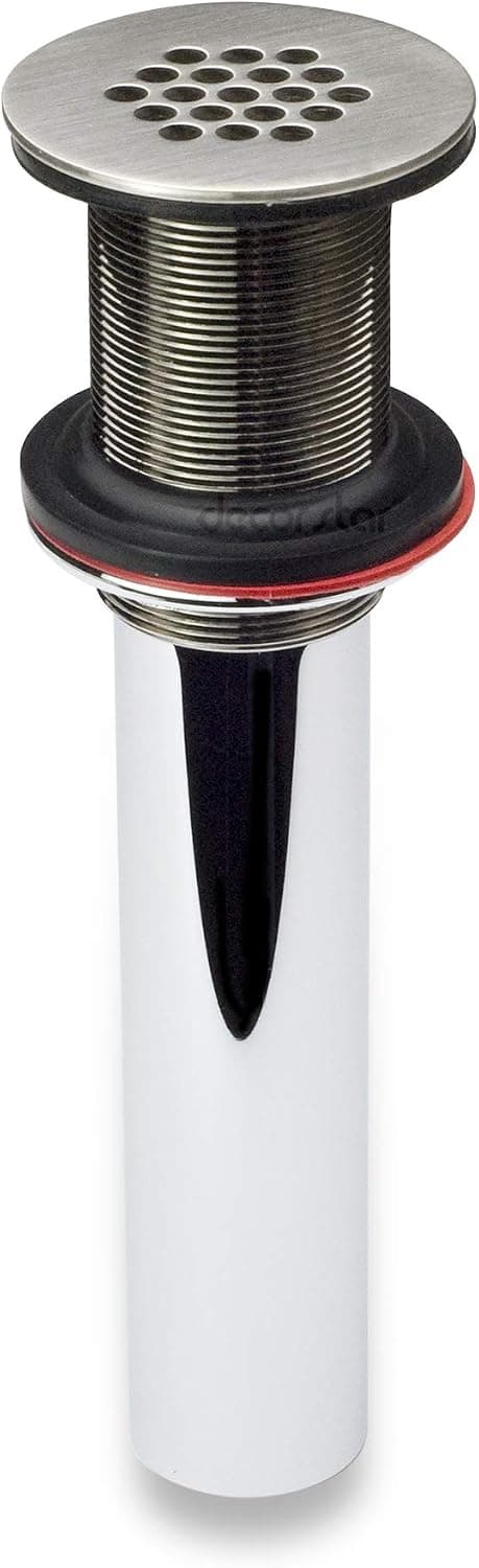 Decor Star PU-005 1 1/2" Bathroom Faucet Vessel Vanity Sink Grid Drain Stopper Strainer Without Overflow Brushed Nickel (Regular)