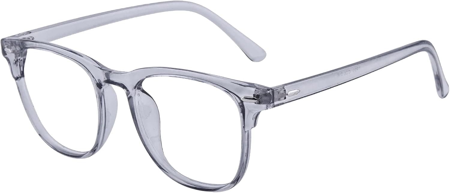 GUDVUE Oversized Blue Light Glasses, Computer Reading/Gaming/Phones Glasses, Anti Glare/UV400/Eye Strain, Large Square Frame, Gray