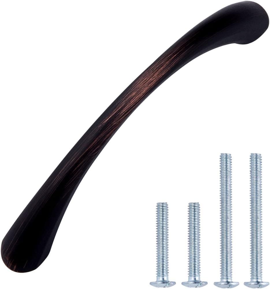 Amazon Basics Tapered Bow Cabinet Handle, 3-inch Length (2.52-inch Hole Center), Oil Rubbed Bronze, 10-Pack
