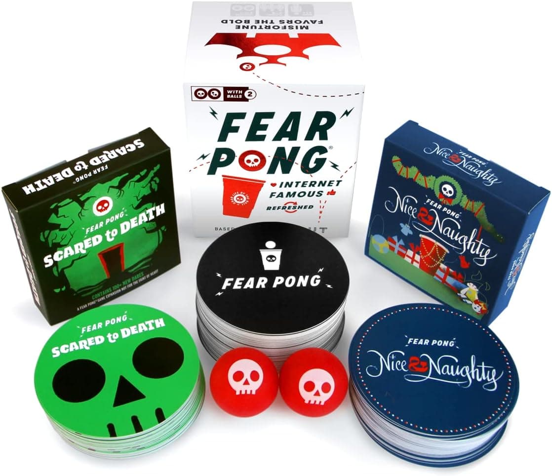 Fear Pong: Complete Dare Bundle – The Card Game by Cut – Includes Base Game, Nice & Naughty, and Scared to Death Editions – Perfect Wild Beer Pong Game for Parties and Game Night