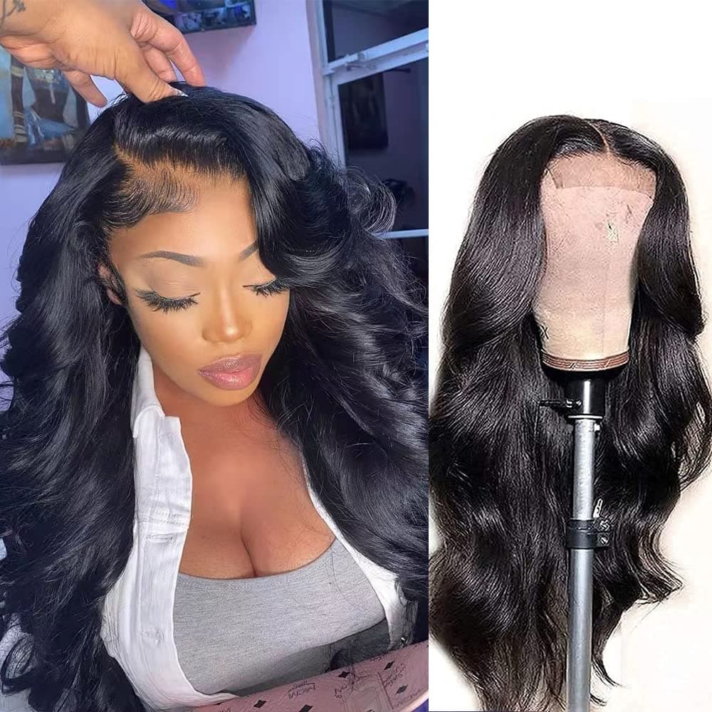 LSYBEAUTY Body Wave Lace Front Wigs Human Hair Pre Plucked With Baby Hair 4x4 Glueless Lace Closure Wig 10A Brazilian Human Hair Wigs for Black Women 20 Inch