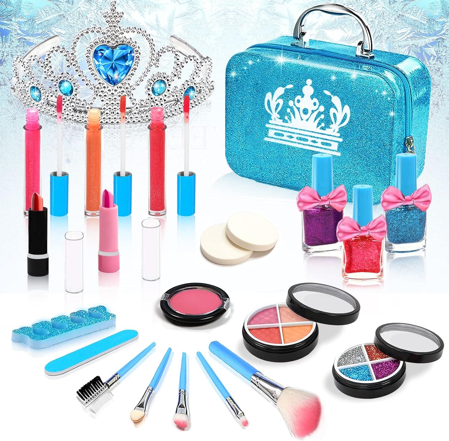 Toys for 3 4-6 Year Old Girls Washable Makeup Kit for Little Girl Cosmetic Beauty Makeup Sets for 6 7 8+ Age Kids Christmas Birthday Gift