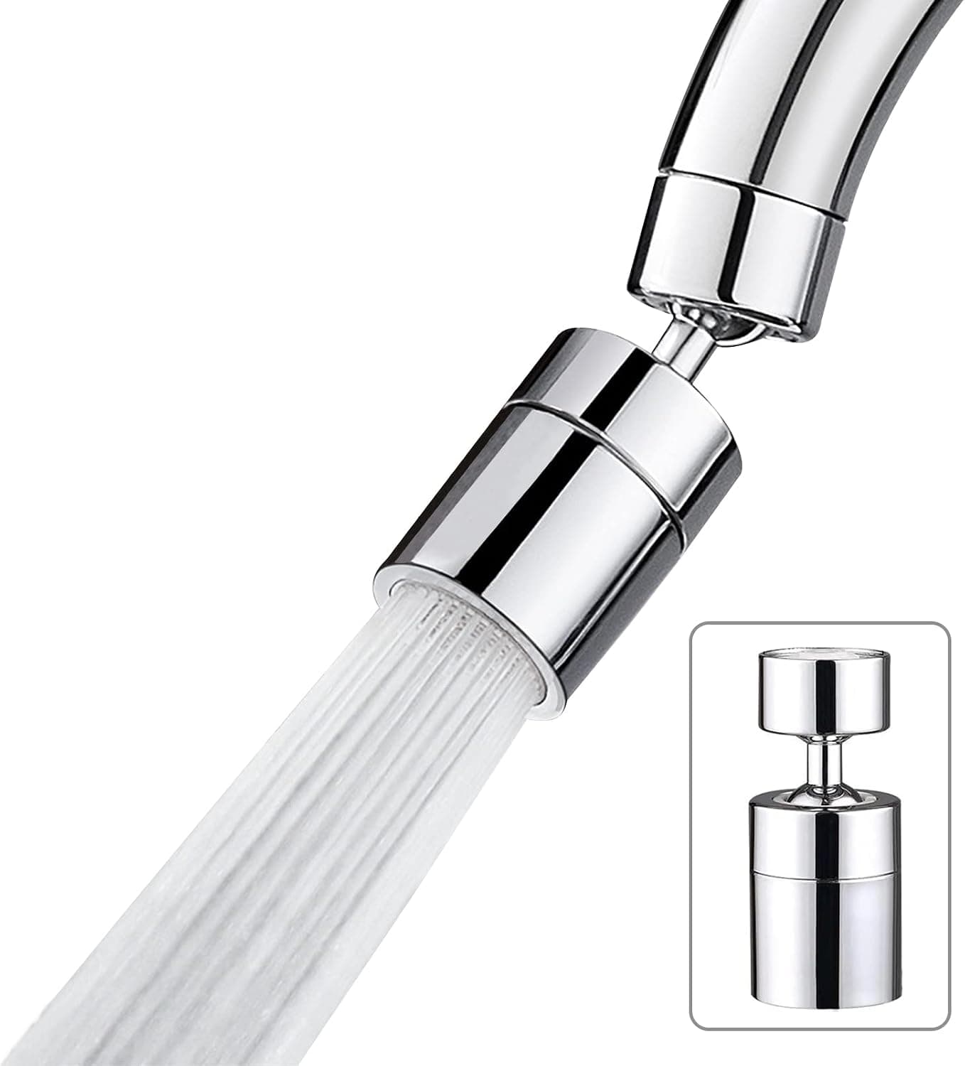 HotMax 360° Swivel Faucet, Dual-mode Faucet Aerator, Kitchen Sink Aerator, Multi-functional Robotic Arm Faucet, Faucet Extension Replacement Part for Kitchen, Bathroom (1pack)