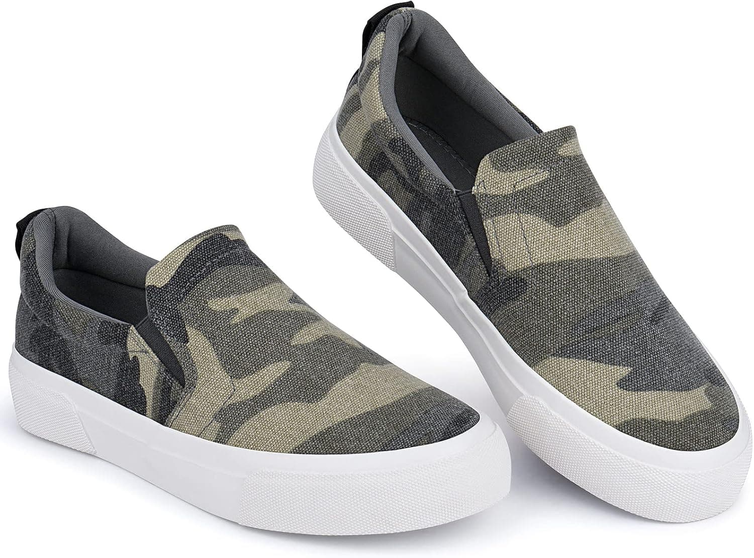 JENN ARDOR Slip On Shoes for Women Low Top Canvas Sneakers Flats Comfortable Walking Casual Shoes Camo
