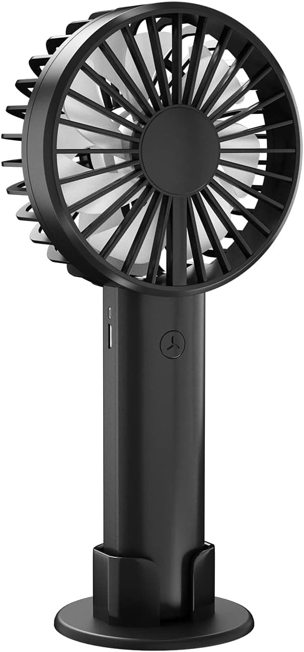 TriPole Handheld Fan Mini Portable Fan 3 Speed Small Fan Rechargeable 2600mAh Battery Operated Personal Fan Dual Blades Strong Wind USB Desk Fan with Base for Home Office Outdoor Travel