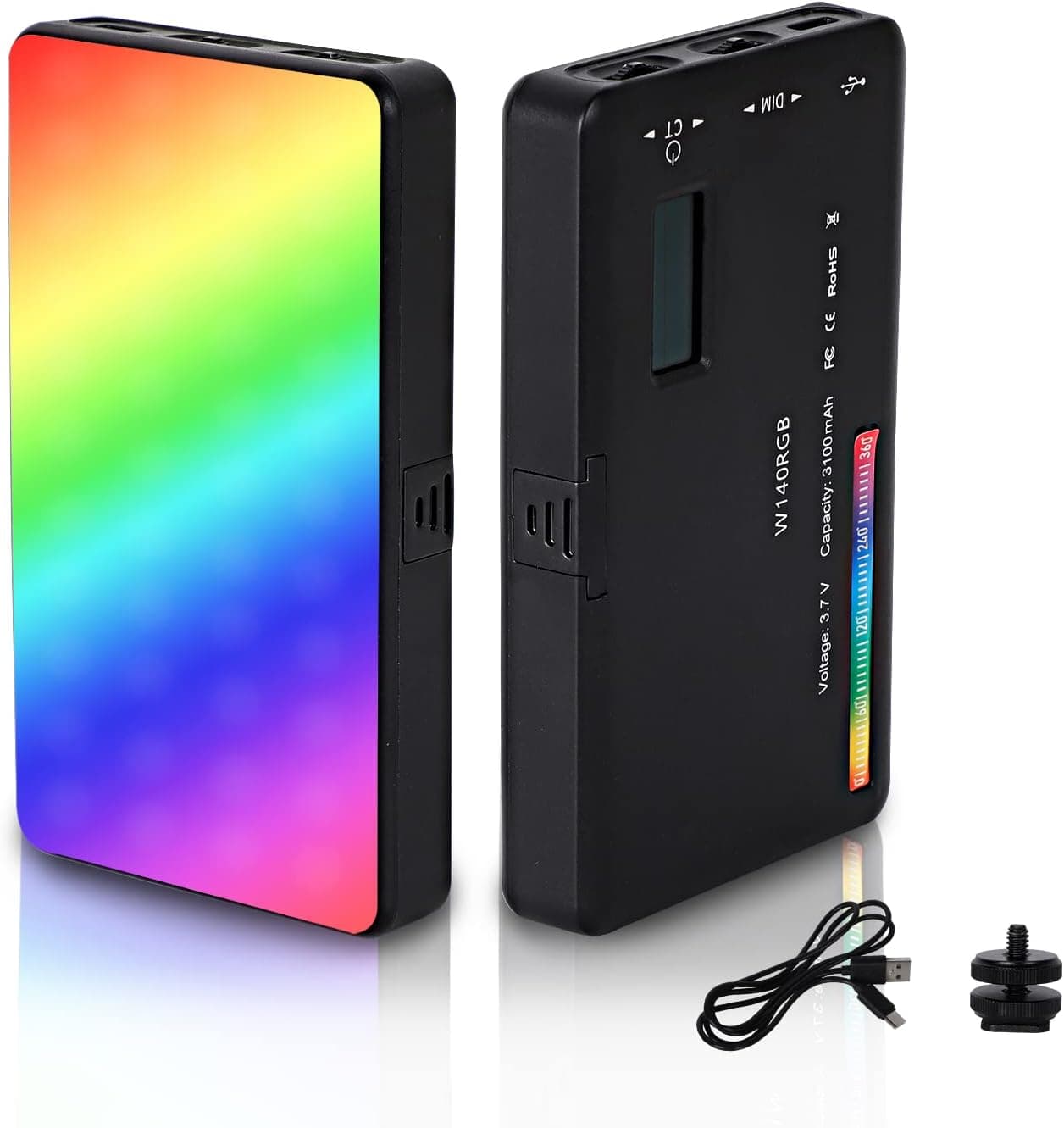OHMYLAZU LED Video Light, Portable Video Light, RGB Light, Color Temperature 2500K-9000K, CRI 95+, HSI/CCT/RGB/20 Scene Mode, can be Used for Photo and Video Lighting, Scene Lighting Arrangement.