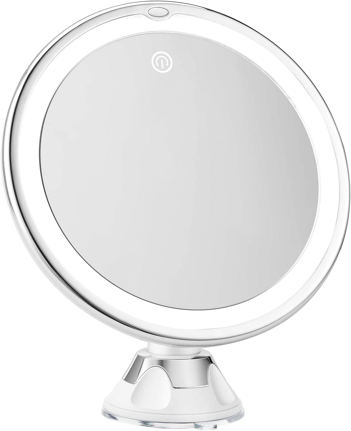 8 " Magnifying Mirror with Lights-10x Magnification Makeup Mirror with Suction Cups – Lightweight and Easy to Handle Bathroom Shower Mirror – Smooth and Easy Install – 360 Degree Swivel Joint（White）