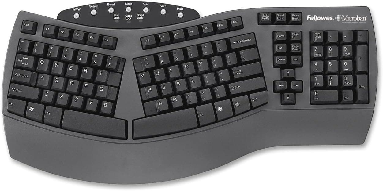 Fellowes Split Design Keyboard - Keyboard - USB - black