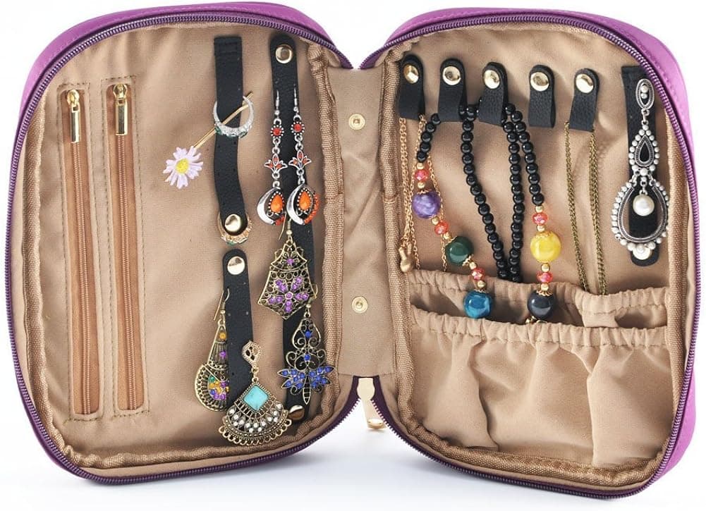 Ke.movan Travel Jewelry Organize Case Water-Resistant Jewerly Bag with Carry On Pouch