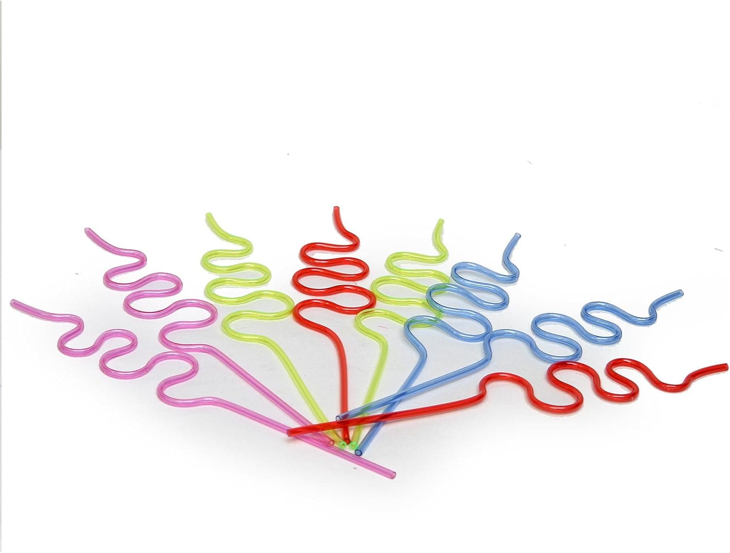Unique Squiggle Silly Plastic Straws, 7.5", Assorted Colors